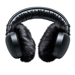 Minimalist Earmuffs with Matte Black Hardware Isolated on Transparent Background