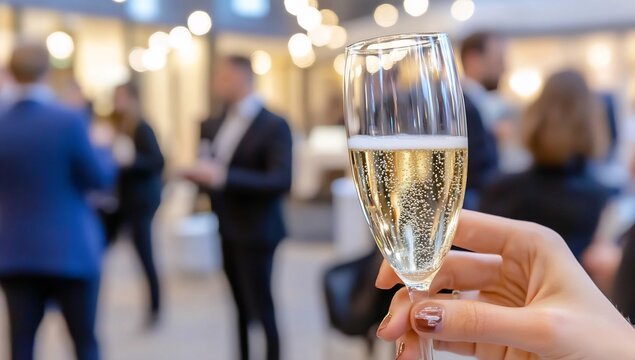 Champagne toast, corporate event, networking
