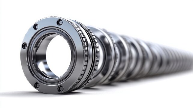 Close-Up of Industrial Bearings in a Sequential Arrangement