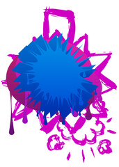 Blue and purple graffiti speech bubble. Abstract modern Messaging sign street art decoration, Discussion icon performed in urban painting style.