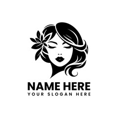 Detailed woman portrait with floral and droplet elements. Classic beauty motif