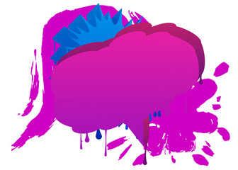 Blue and purple graffiti speech bubble. Abstract modern Messaging sign street art decoration, Discussion icon performed in urban painting style.