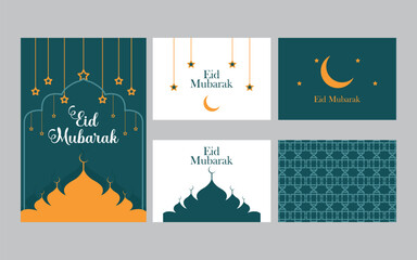 Naklejka premium eid greeting card design, islamic festival invitation, ramadan kareem wishes