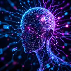 The effect of digitizing a human face.,AI-generated