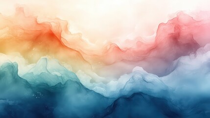 Watercolor blended layers creating dreamy and abstract landscape illustration