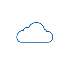 Fototapeta premium Blue Outline Cloud Icon Simple, Modern Cloud Symbol