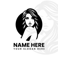 Stylized woman portrait with botanical elements. Elegant beauty design