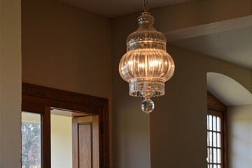 Elegant Glass Pendant Light in Modern Interior Setting Featuring Contemporary Design and Warm Ambient Lighting