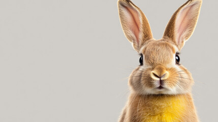 Obraz premium Rabbit on gray background, looking curious