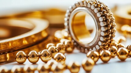 Close-Up of Elegant Golden Jewelry and Decorative Circular Elements