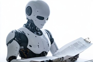 An ai-powered legal assistant analyzes contracts and provides suggestions for legal improvements, isolated on a white background