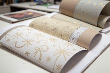 A Collection of Elegant Gift Wrap Papers Featuring Stunning Patterns and Designs: Gold and Cream Color Themes for Special Occasions