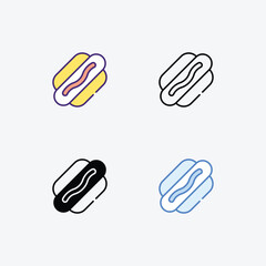Hot Dog icons set Line and Glyph black vector icon
