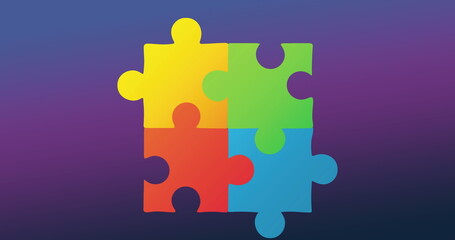 Colorful puzzle pieces connecting together, symbolizing autism awareness and unity