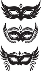 Mardi Gras Mask and Symbols Silhouette Vector
