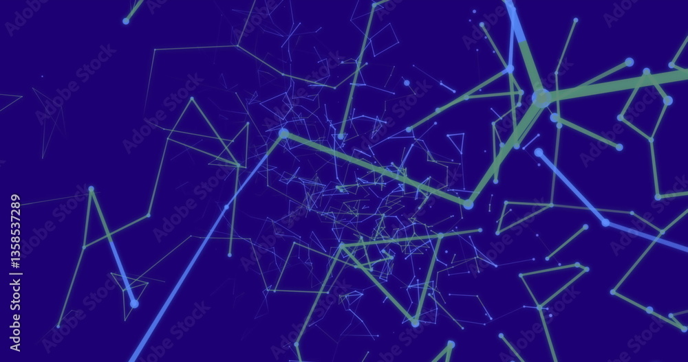 Poster abstract digital network with interconnected lines and nodes on blue background