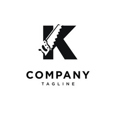 Letter K Wood Saw Logo Icon Vector