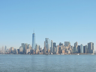 Obraz premium Manhattan view from liberty statue island