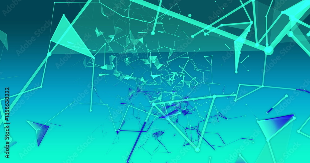 Poster abstract digital network with glowing lines and nodes connecting in dynamic pattern