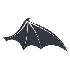 Dark Bat Wing Silhouette Isolated on White Background. Vector Illustration.