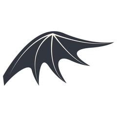 Dark Bat Wing Silhouette Isolated on White Background. Vector Illustration.