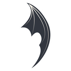 Dark Bat Wing Silhouette Isolated on White Background. Vector Illustration.