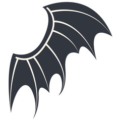 Dark Bat Wing Silhouette Isolated on White Background. Vector Illustration.