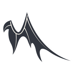 Dark Bat Wing Silhouette Isolated on White Background. Vector Illustration.