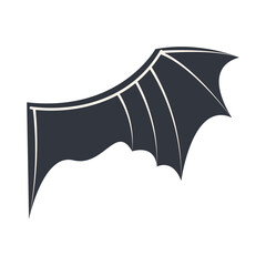 Dark Bat Wing Silhouette Isolated on White Background. Vector Illustration.