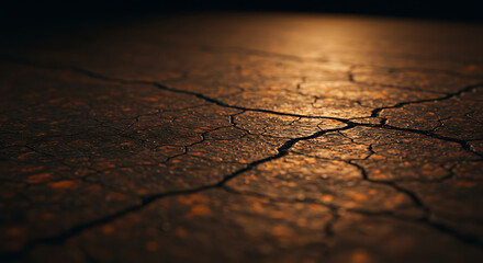 Obraz premium Dry, cracked earth under a setting sun. Perfect for environmental, climate change, and drought concepts.