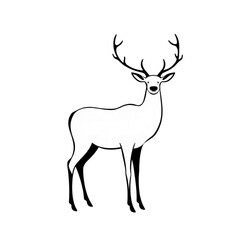 Fototapeta premium Stylized illustration of a deer with antlers standing elegantly