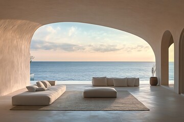 Obraz premium Dazzling scene locks endless charm of ocean’s reach where steady waves and far spans prove strong tie of ground and surf 