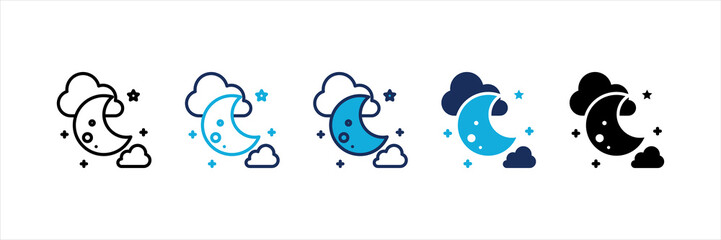 Crescent Moon Multi Style Icon Set
