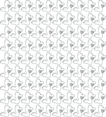 A tailed dragon or snake with hands is repeated, forming the background.