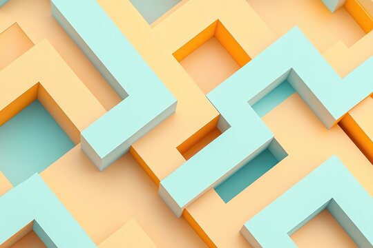 close-up of vibrant abstract 3d geometric pattern featuring interlocking shapes in cool and warm tones