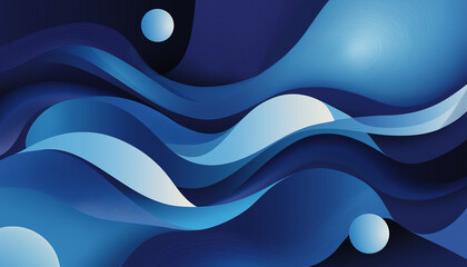 Abstract Blue Wave Design Fluid Curves, Circles, Shades