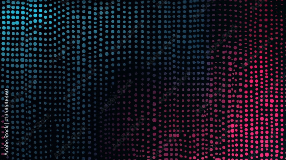 Poster abstract background with wavy dots transition from blue to pink color gradient