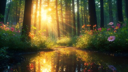 Fototapeta premium a beautiful forest made by a fairy