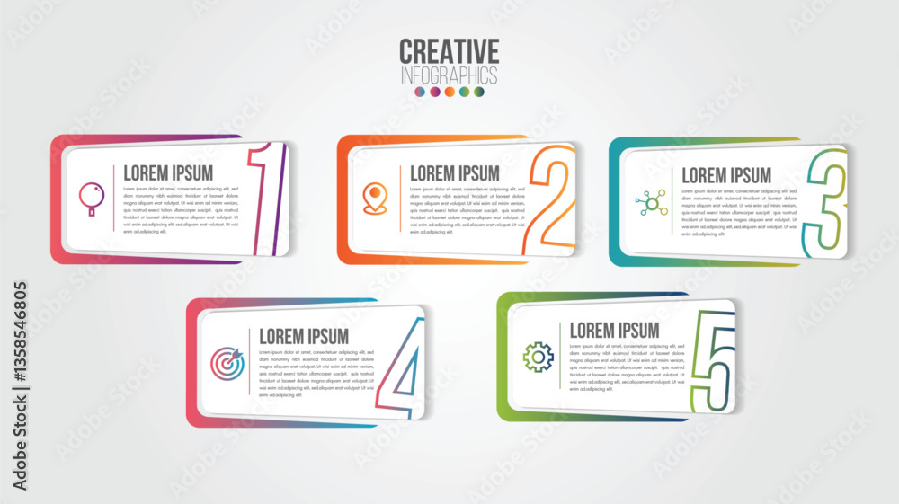 Poster business infographic design template with icons and 5 numbers options or steps. can be used for proc
