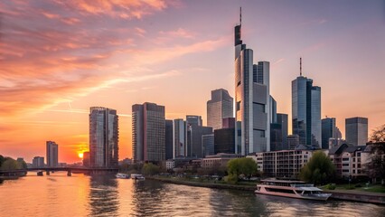Fototapeta premium chicago skyline at sunset