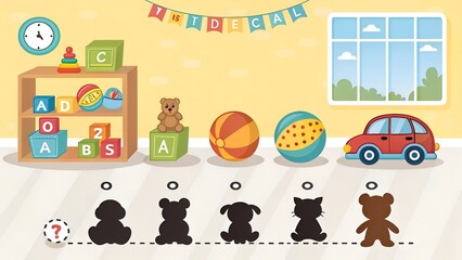 Fototapeta premium Shadow Matching Game for kids Visual game for kid find the correct Shadow Instructional media 
