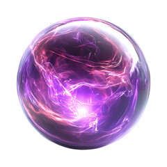 Floating Metallic Orb with Pulsating Purple Energy Isolated on Transparent Background