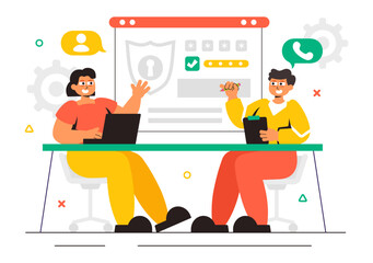 Security Consulting Illustration Featuring Information Technology and Ethical Hackers Conducting Testing, Development, and Cybersecurity Consulting