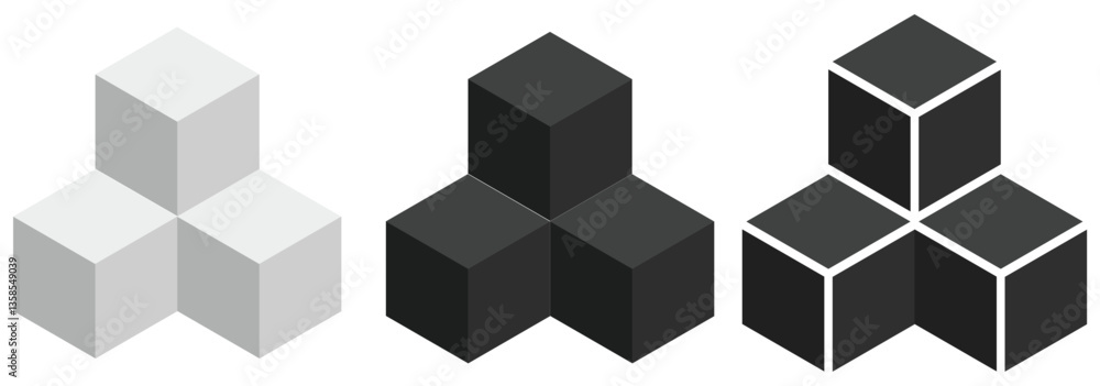 Poster cube icon. hexagon shape symbol. 3d or three dimensional sign. geometric polygon logo. isometric per