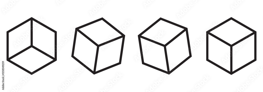 Poster cube icon. hexagon shape symbol. 3d or three dimensional sign. geometric polygon logo. isometric per