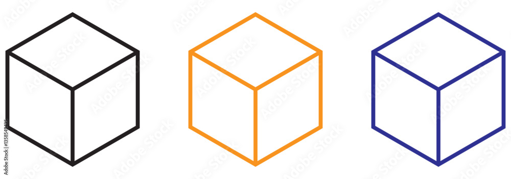 Poster cube icon. hexagon shape symbol. 3d or three dimensional sign. geometric polygon logo. isometric per