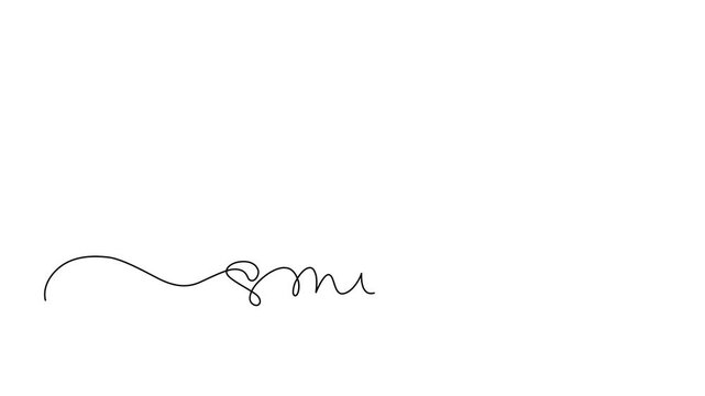 Word smile, animated self drawing of single continuous line, continuous contour movement, video drawing of line in 4k, hand lettering, phrase handwriting, calligraphy, card, great mood, one line