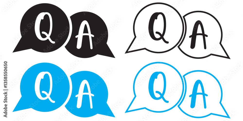 Fototapete questions and answers icon. speech bubbles for overlapping q and a messages. faq ideas to solve prob