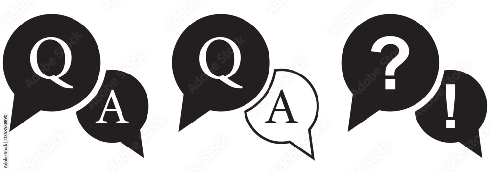 Fototapete questions and answers icon. speech bubbles for overlapping q and a messages. faq ideas to solve prob