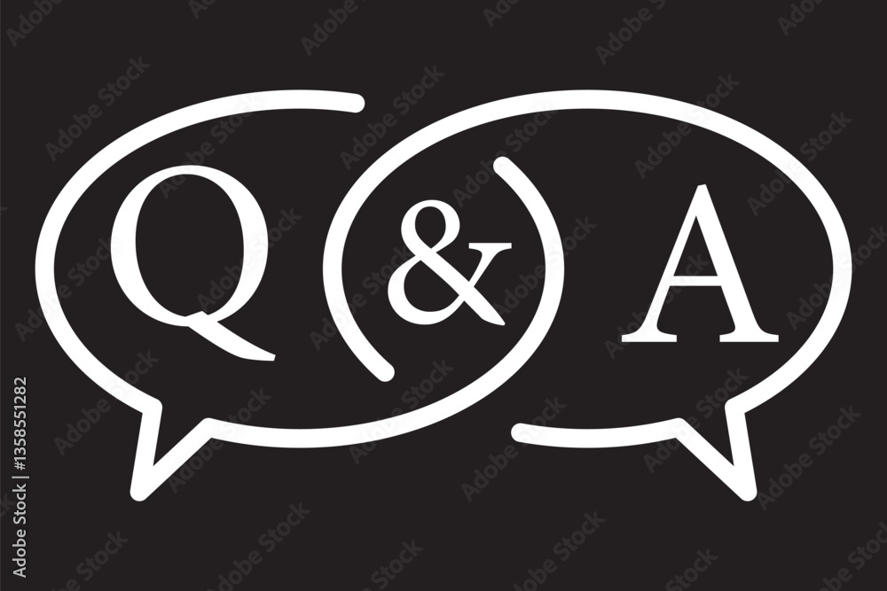 Aufkleber questions and answers or q&a speech bubbles line art icon for apps and websites